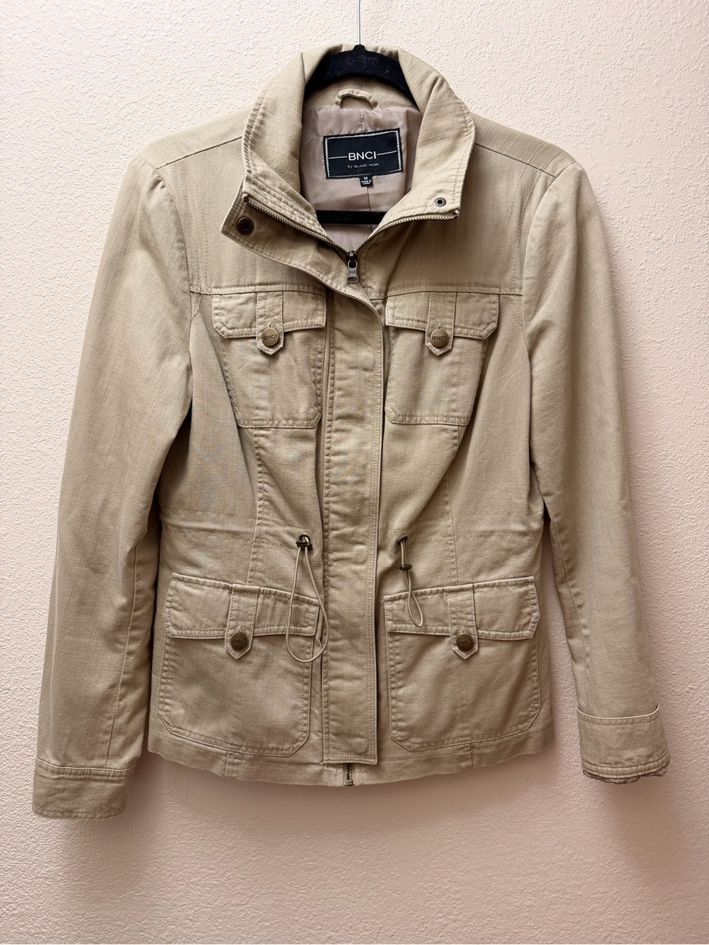 blanc noir Tan Utility Jacket with Drawcord Waist